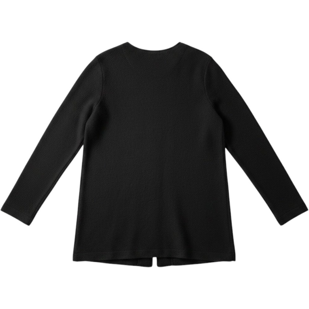 Charter Club Womens XL Black 100% Merino Wool Full Zip Longline Cardigan Coat K4 - Picture 5 of 7